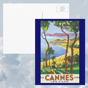 Vintage Travel Poster、フランスのカンヌビーチ ポストカード