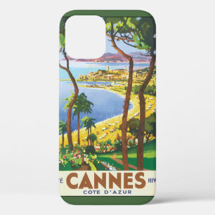 Vintage Travel Poster、フランスのカンヌビーチ iPhone 12ケース