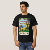 Vintage Travel Poster、フランスのカンヌビーチ Tシャツ (正面フル)