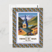 Vintage travel poster，フランス電車 ポストカード (正面/裏面)