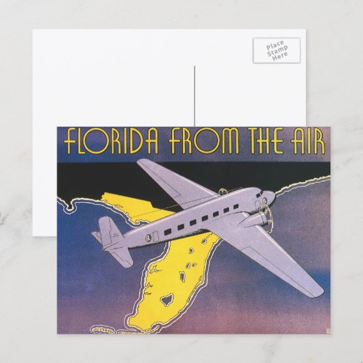 Vintage Travel Poster（フロリダ州、航空機） ポストカード (正面/裏面)
