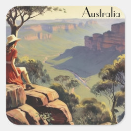 Vintage Travel Poster Australia,カスタマイズ可能 スクエアシール