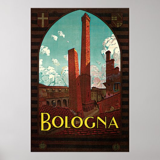 Vintage Travel Poster, Bologna, Italy ポスター (正面)