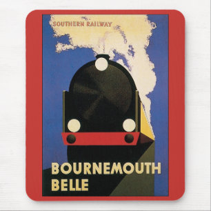 Vintage Travel Poster, Bournemouth Belle Train マウスパッド