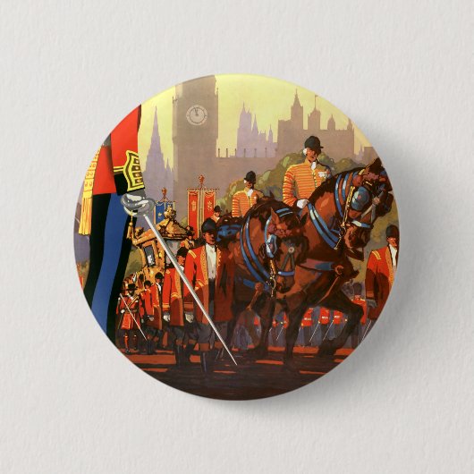 Vintage Travel Poster, British Royal Guard 缶バッジ (正面)