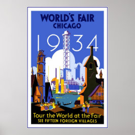 Vintage Travel Poster Chicago World's Fair 3 1934 ポスター