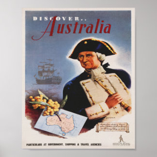 Vintage Travel Poster Discover Australia ポスター