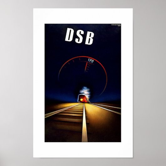 Vintage Travel Poster DSB ポスター (正面)