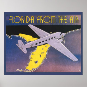 Vintage Travel Poster, Florida from Air Airplane ポスター