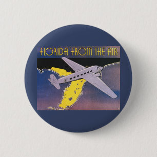 Vintage Travel Poster, Florida from Air Airplane 缶バッジ