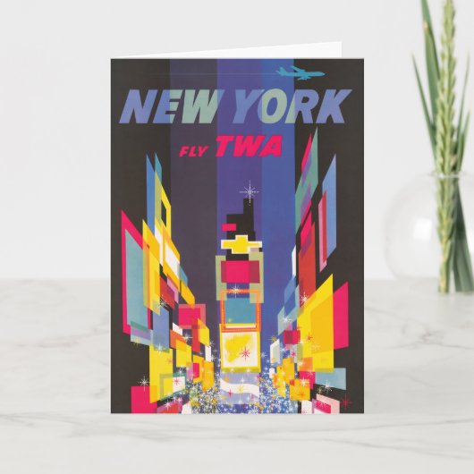 Vintage Travel Poster、Fly Twa、ニューヨーク カード (正面)