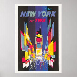 Vintage Travel Poster、Fly Twa、ニューヨーク ポスター
