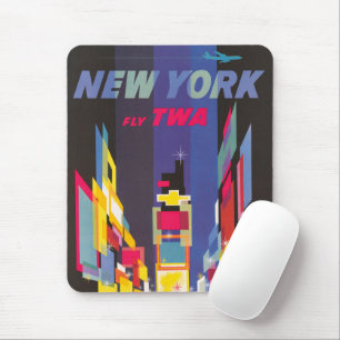 Vintage Travel Poster、Fly Twa、ニューヨーク マウスパッド