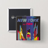 Vintage Travel Poster、Fly Twa、ニューヨーク 缶バッジ (正面&裏面)