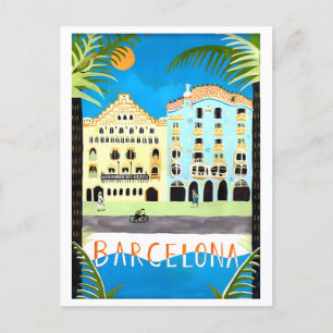 Vintage Travel Poster for Barcelona，スペイン， ポストカード
