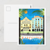 Vintage Travel Poster for Barcelona，スペイン， ポストカード (正面/裏面)