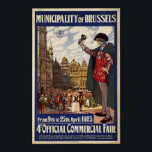 Vintage Travel Poster for Brussels ポスター<br><div class="desc">A vintage travel poster advertising the 4th Official Commercial Fair in Brussels from April 9th to April 25,  1923.   Posters come in your choice of a variety of sizes and paper types.  (Image may not fit on all sizes.)</div>