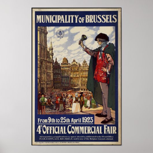 Vintage Travel Poster for Brussels ポスター (正面)