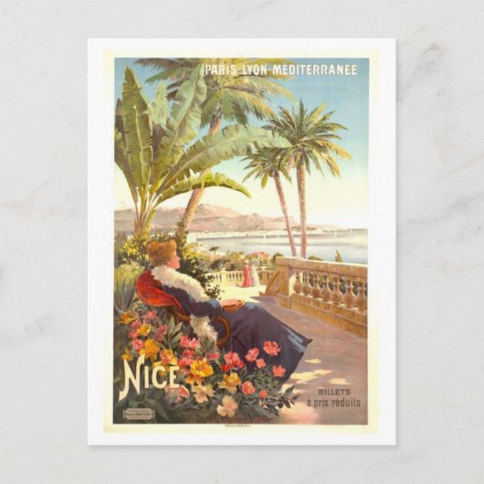 Vintage Travel Poster for Nice，フランス ポストカード (正面)