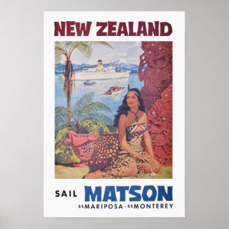 Vintage Travel Poster France - New Zealand ポスター