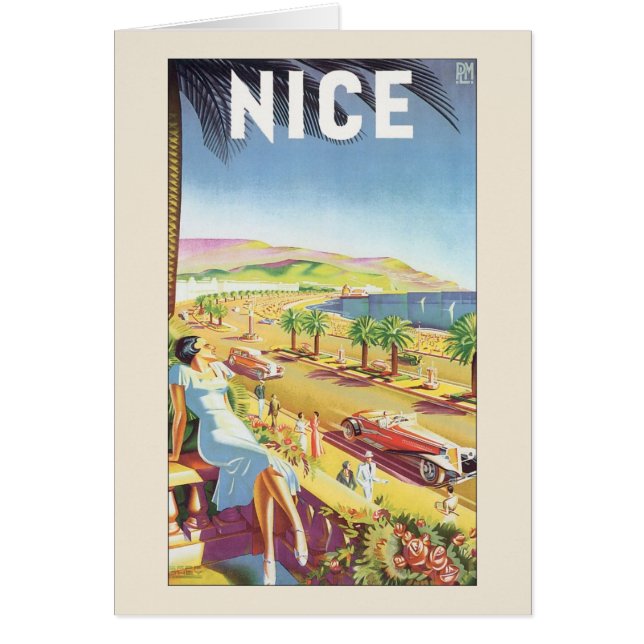Vintage Travel Poster, Nice, France フランスの Riviera (正面)
