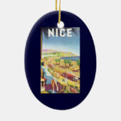 Vintage Travel Poster, Nice, France フランスの Riviera セラミックオーナメント (裏面)