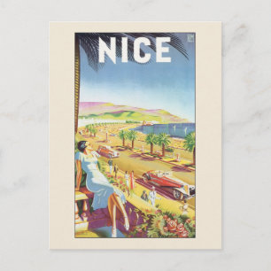 Vintage Travel Poster, Nice, France フランスの Riviera ポストカード