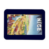 Vintage Travel Poster, Nice, France フランスの Riviera マグネット (横)