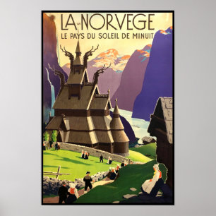 Vintage Travel Poster Norway ポスター