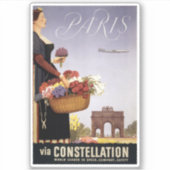 Vintage Travel Poster, Paris Via Constellation シール (正面)