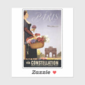Vintage Travel Poster, Paris Via Constellation シール (シート)