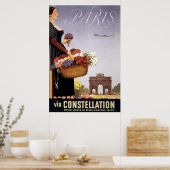 Vintage Travel Poster, Paris Via Constellation ポスター (キッチン)