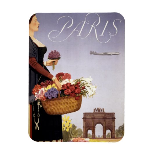 Vintage Travel Poster, Paris Via Constellation マグネット (縦)