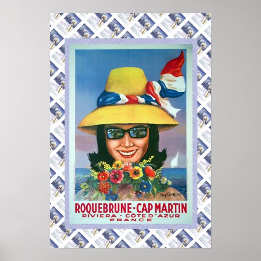 Vintage travel poster, Roquebrune, Cap Martin ポスター (正面)