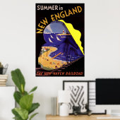 Vintage Travel Poster/Summer in New England ポスター (ホームオフィス)