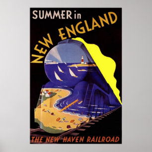 Vintage Travel Poster/Summer in New England ポスター