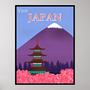 Vintage travel poster, Visit Japan ポスター