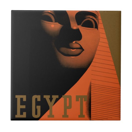 Vintage Travel Poster with Sphinx, Egypt, Africa タイル (正面)