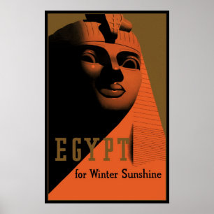 Vintage Travel Poster with Sphinx, Egypt, Africa ポスター