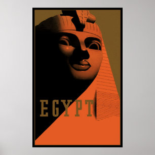 Vintage Travel Poster with Sphinx, Egypt, Africa ポスター