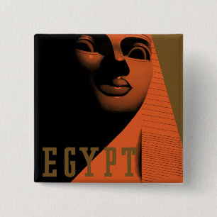 Vintage Travel Poster with Sphinx, Egypt, Africa 缶バッジ