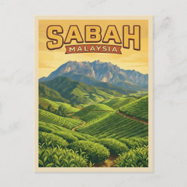 Vintage Travel Sabah Borneo Malaysia Nature Retro ポストカード