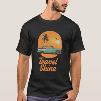 Vintage Travel Shine Classic Car Sunset Retro T-Sh Tシャツ