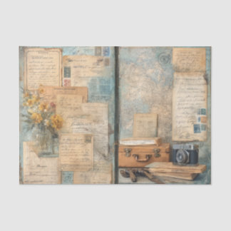 Vintage Travel Suitcase Antique World Map Retro 薄葉紙