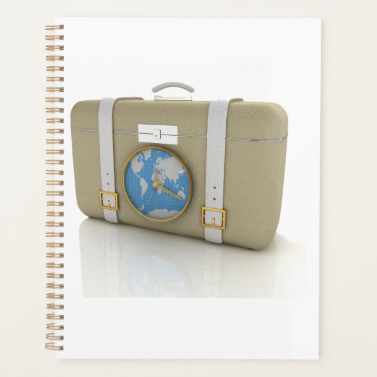 Vintage Travel Suitcase Clock World Map プランナー手帳 (正面)