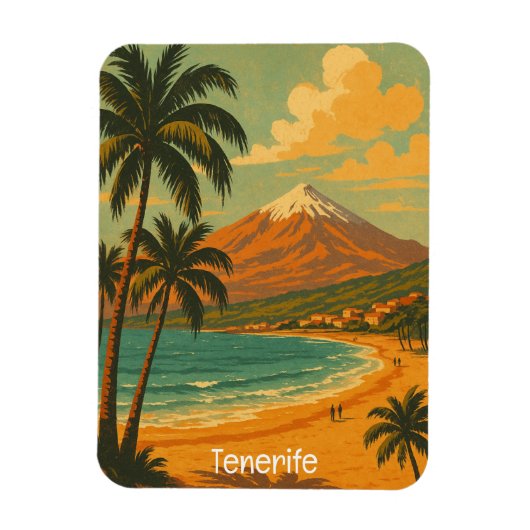 Vintage Travel Tenerife Canary Island Mount Teide  マグネット (縦)