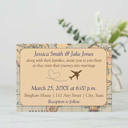 Vintage, Travel Themed Wedding Invite 招待状 (スタンド正面)
