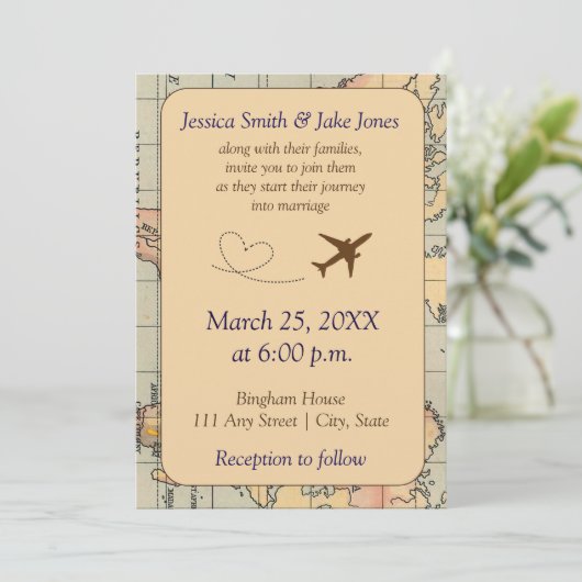 Vintage, Travel Themed Wedding Invite 招待状 (スタンド正面)