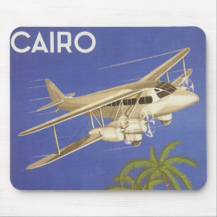 Vintage Travel to Cairo, Eygpt, Biplane Airplane マウスパッド