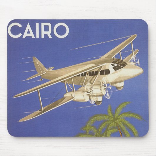 Vintage Travel to Cairo, Eygpt, Biplane Airplane マウスパッド (正面)
